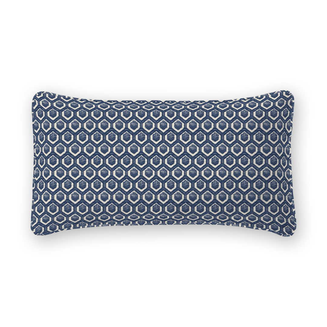 Navy Geometric Woven Lumbar Pillow