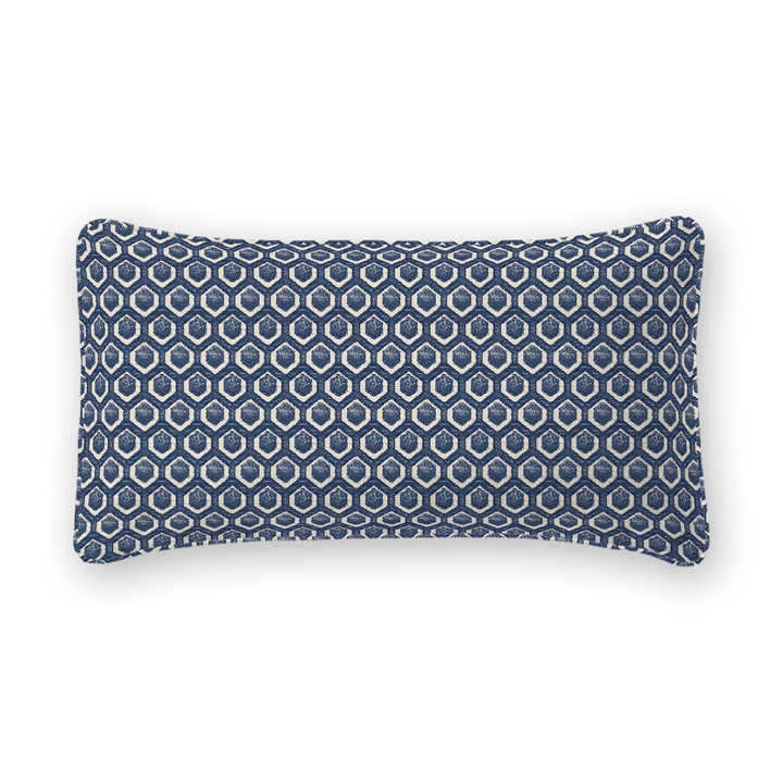 Navy Geometric Woven Lumbar Pillow