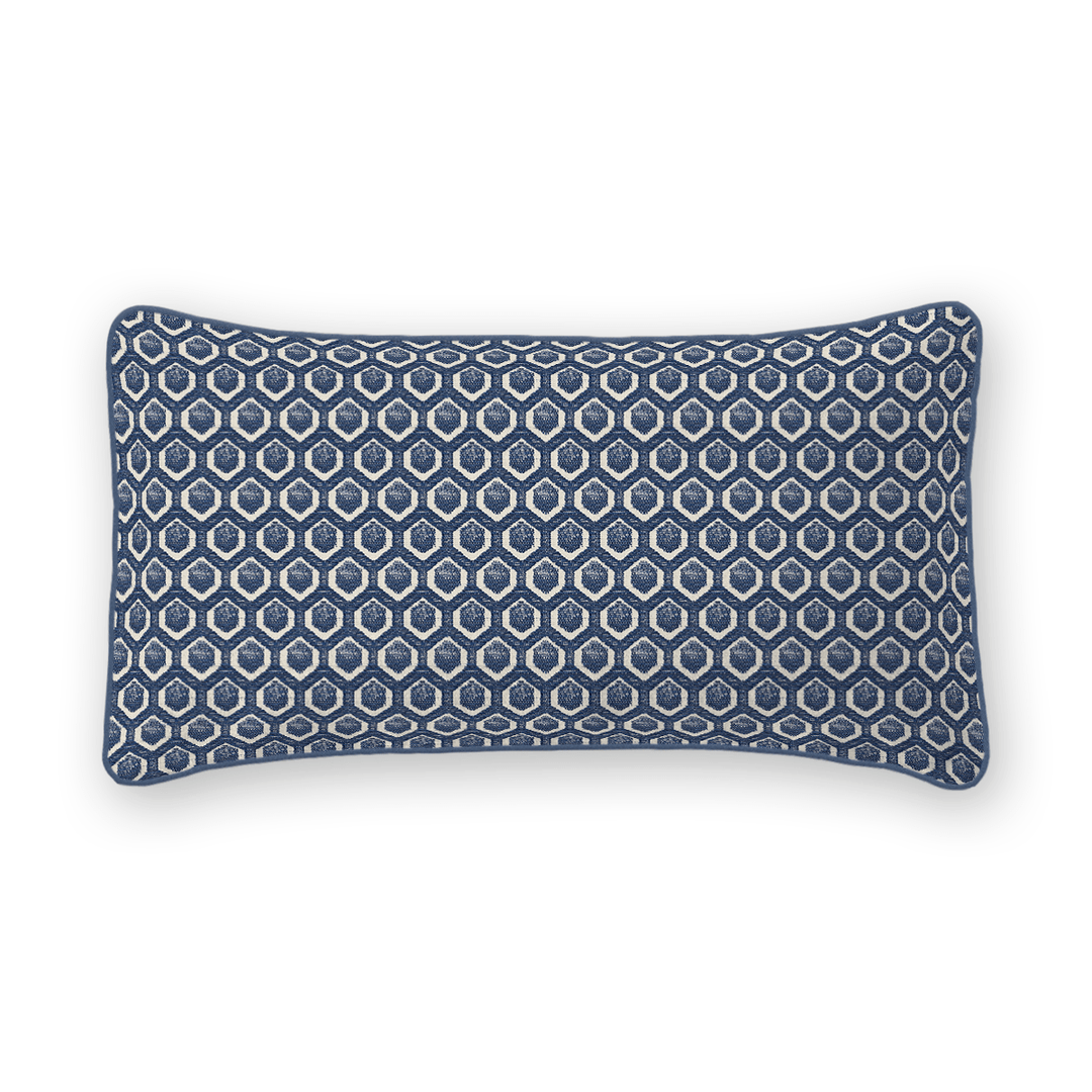 Navy Geometric Woven Lumbar Pillow