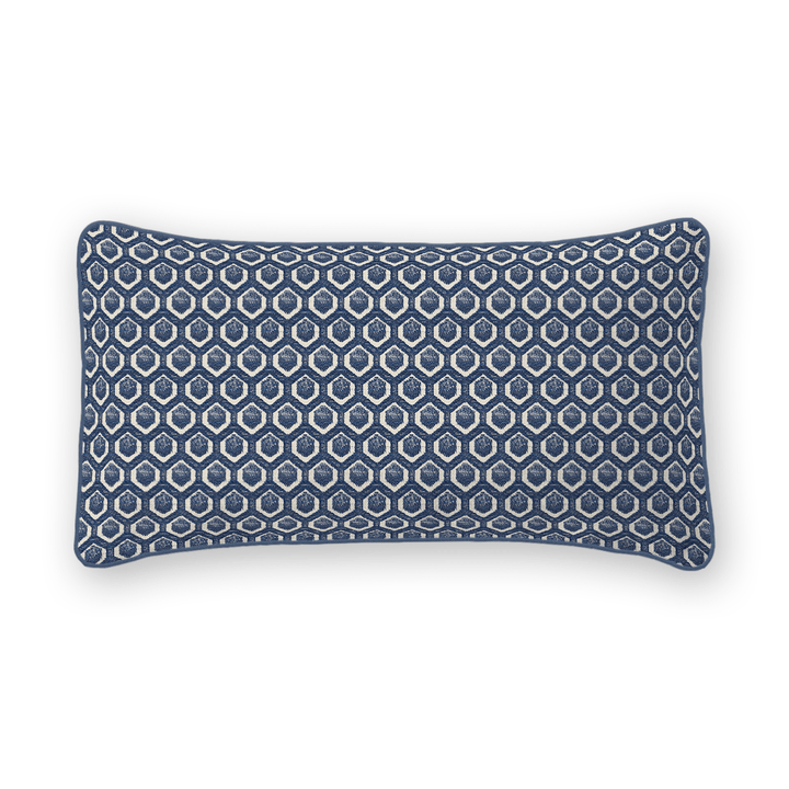 Navy Geometric Woven Lumbar Pillow