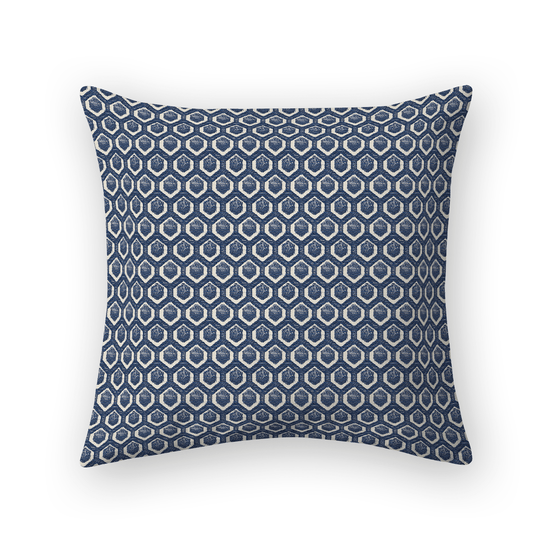 Navy Geometric Woven Throw Pillow