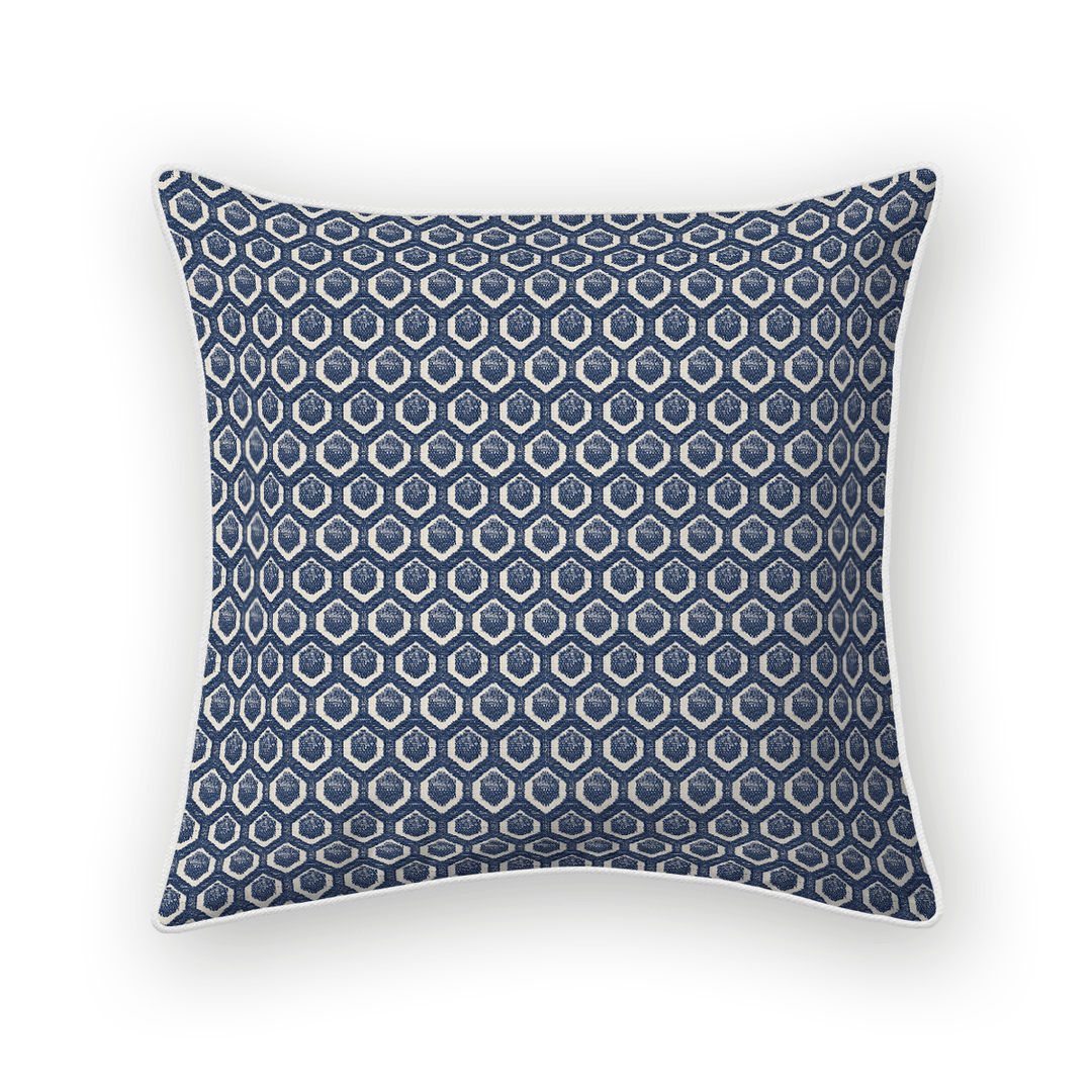 Navy Geometric Woven Throw Pillow