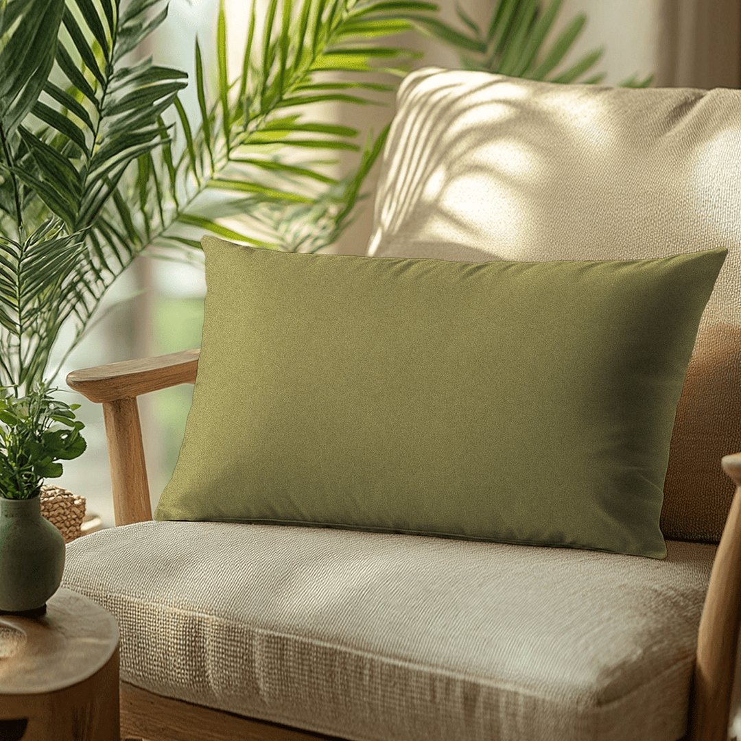Olive Solid Velvet Lumbar Pillow