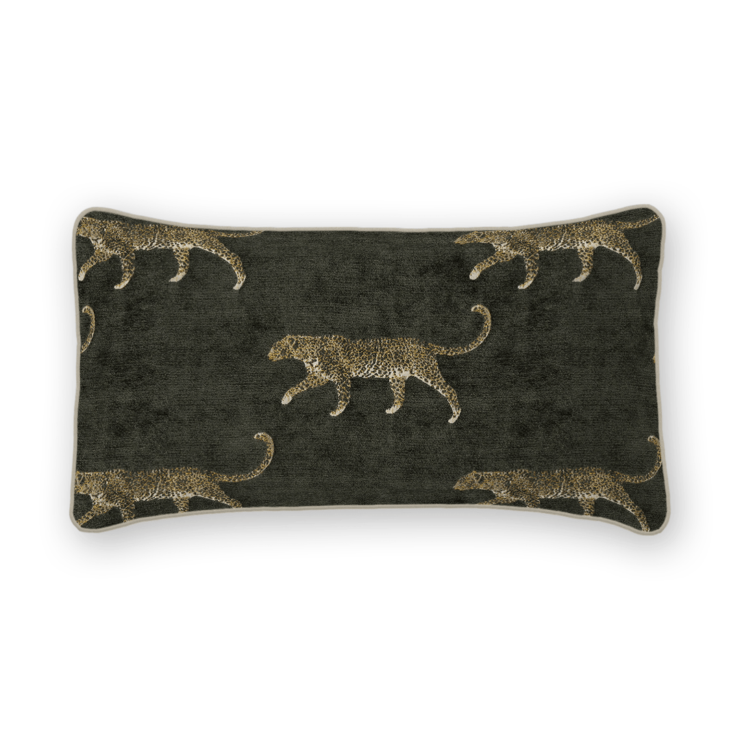 Pewter Animal Motif Chenille Lumbar Pillow