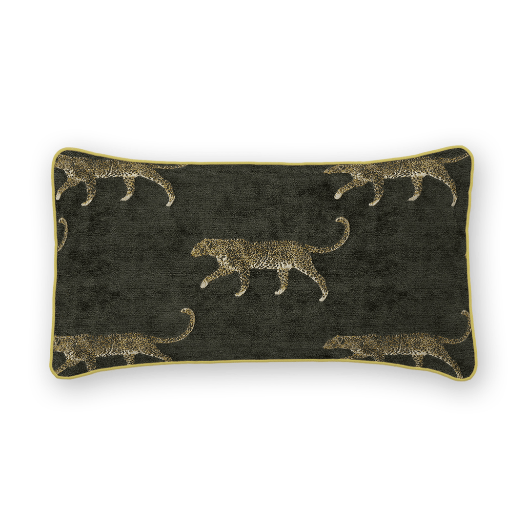 Pewter Animal Motif Chenille Lumbar Pillow