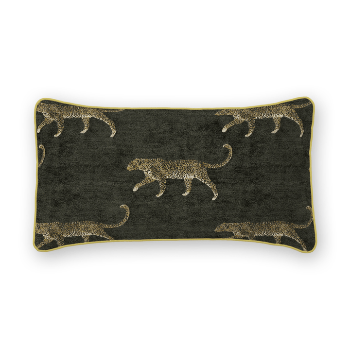 Pewter Animal Motif Chenille Lumbar Pillow