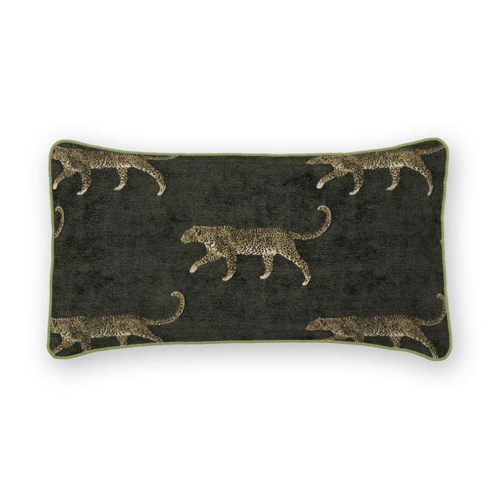 Pewter Animal Motif Chenille Lumbar Pillow