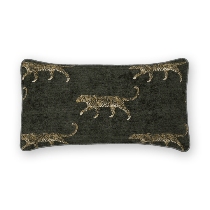 Pewter Animal Motif Chenille Lumbar Pillow