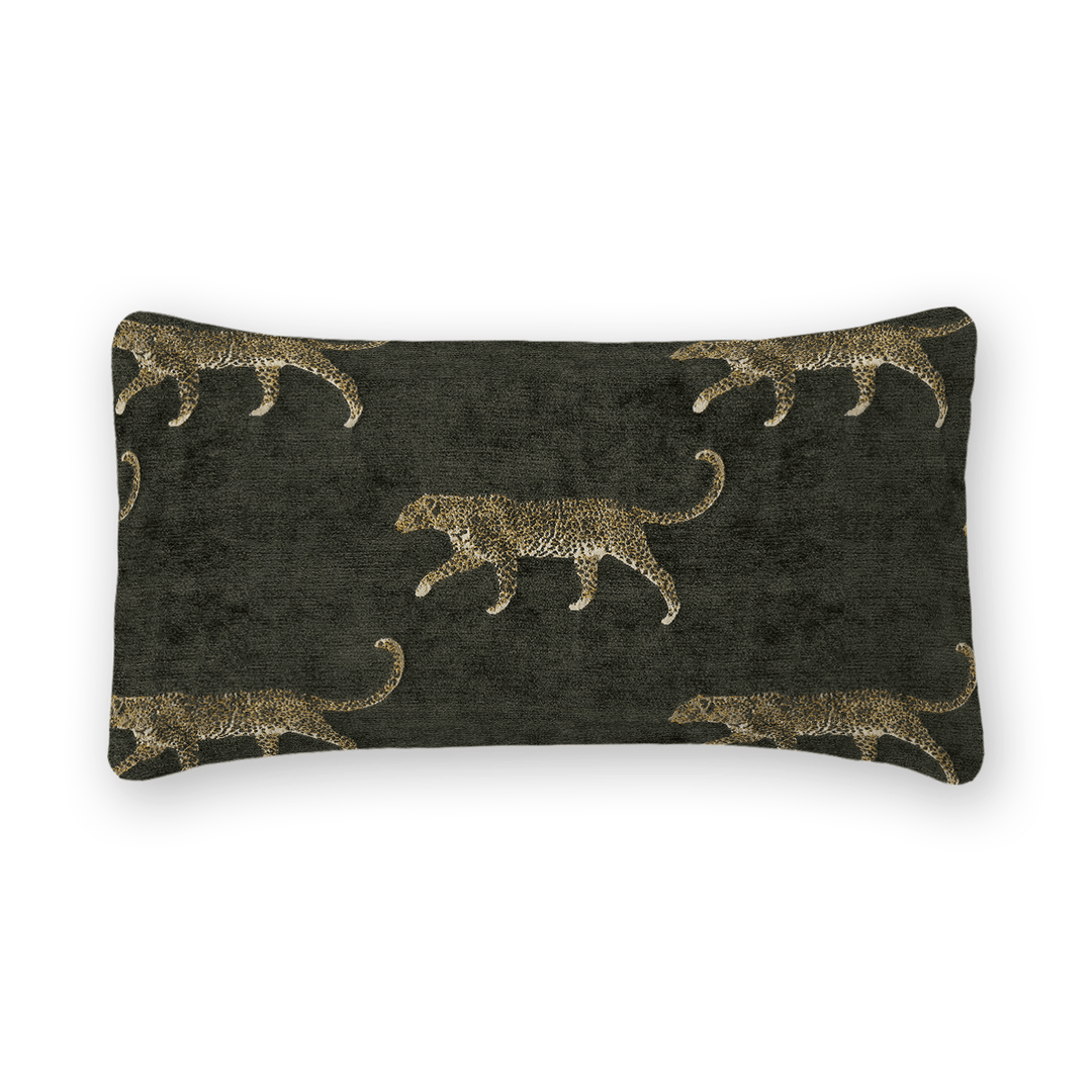 Pewter Animal Motif Chenille Lumbar Pillow