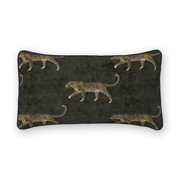 Pewter Animal Motif Chenille Lumbar Pillow