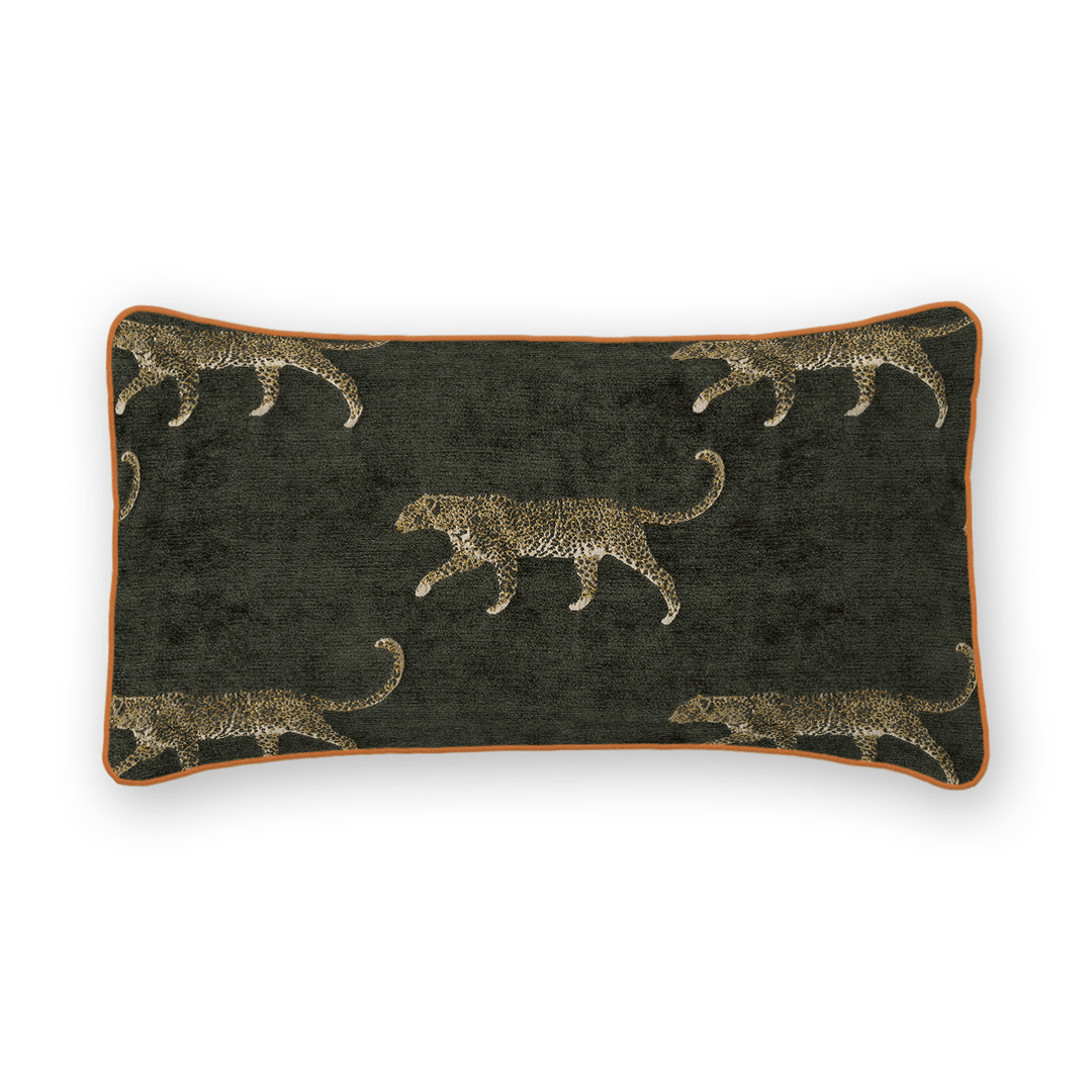 Pewter Animal Motif Chenille Lumbar Pillow