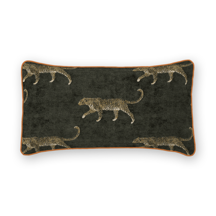 Pewter Animal Motif Chenille Lumbar Pillow