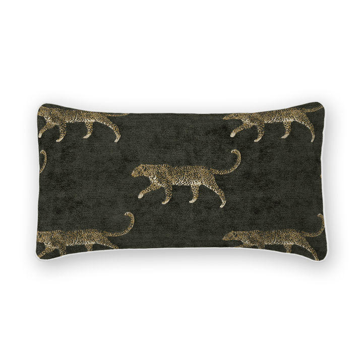 Pewter Animal Motif Chenille Lumbar Pillow