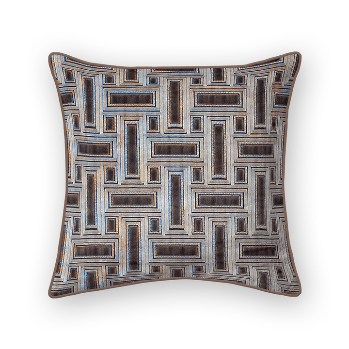 Silver Lattice Cut Velvet Throw Pillow