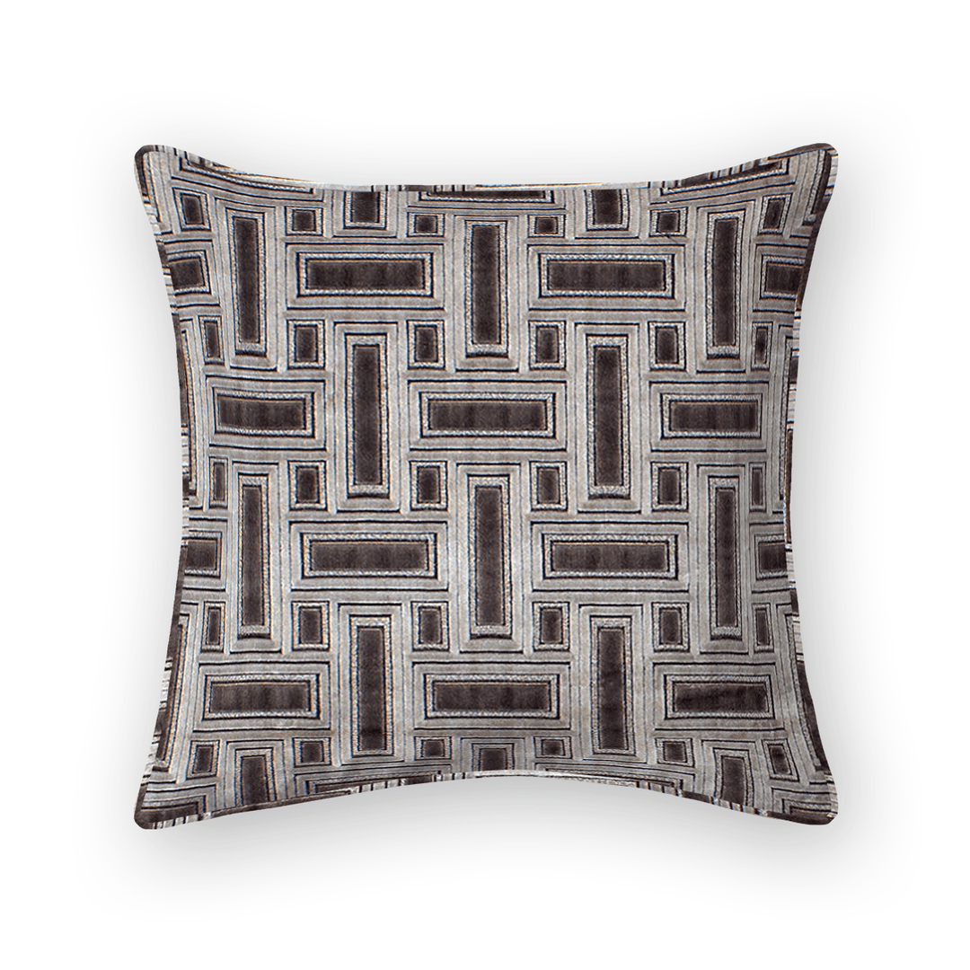 Silver Lattice Cut Velvet Throw Pillow