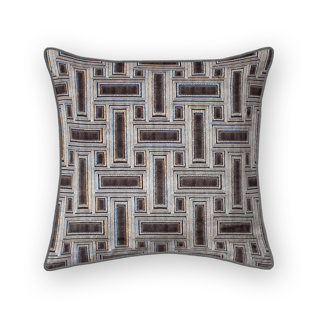 Silver Lattice Cut Velvet Throw Pillow