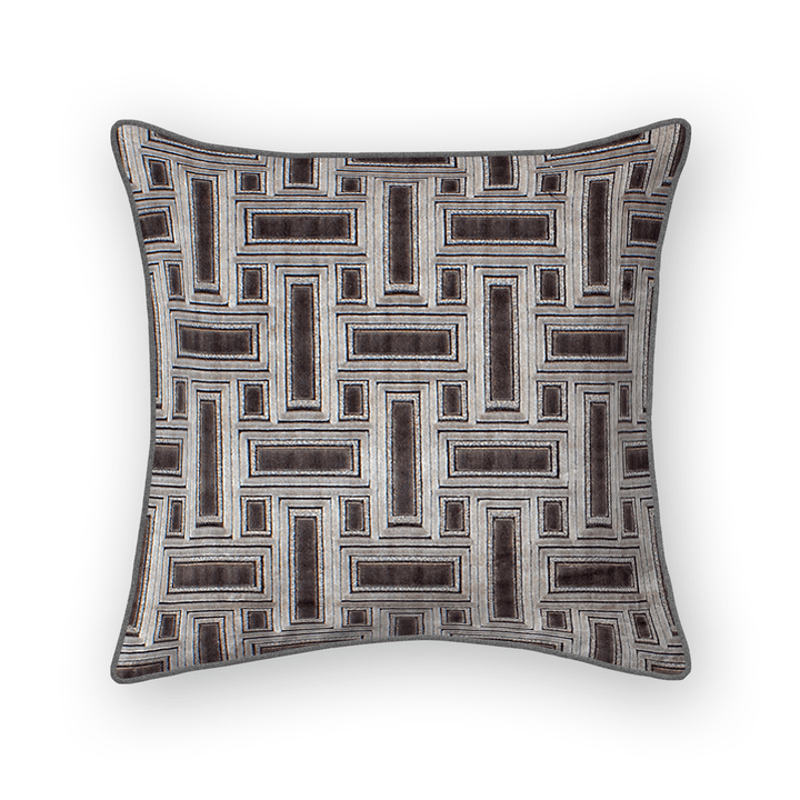 Silver Lattice Cut Velvet Throw Pillow