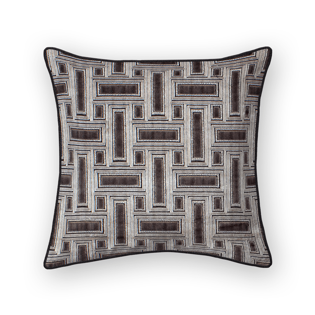 Silver Lattice Cut Velvet Throw Pillow