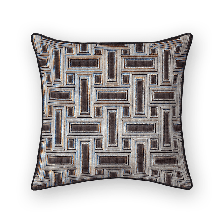 Silver Lattice Cut Velvet Throw Pillow