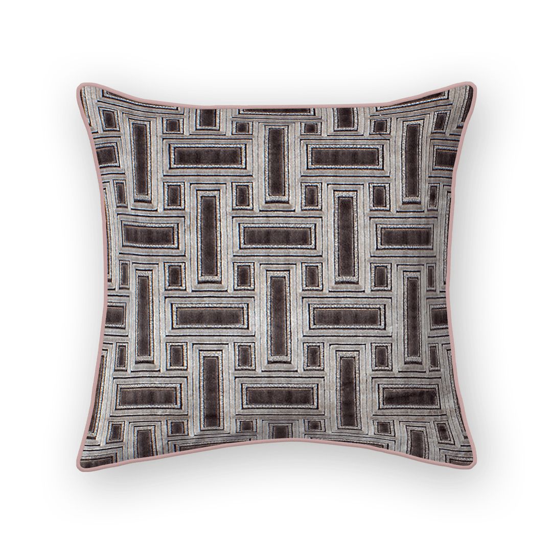 Silver Lattice Cut Velvet Throw Pillow