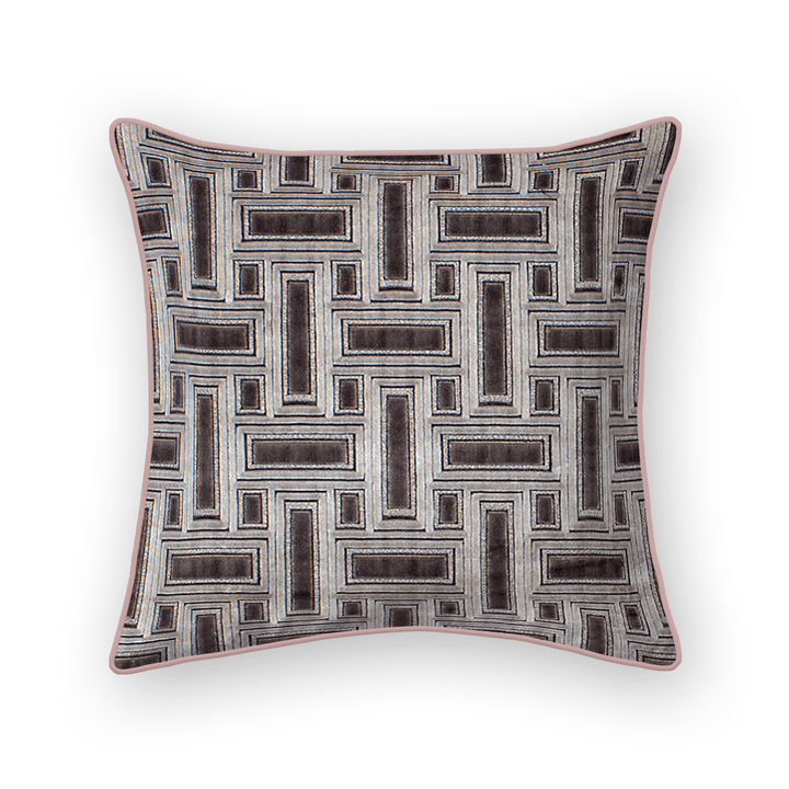 Silver Lattice Cut Velvet Throw Pillow
