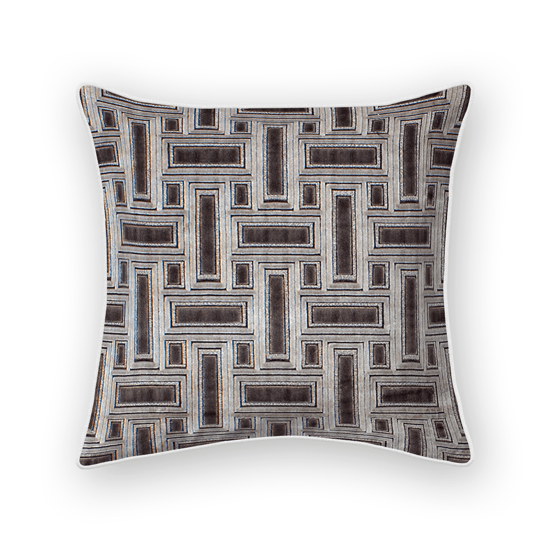 Silver Lattice Cut Velvet Throw Pillow