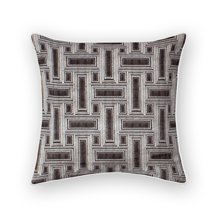 Silver Lattice Cut Velvet Throw Pillow