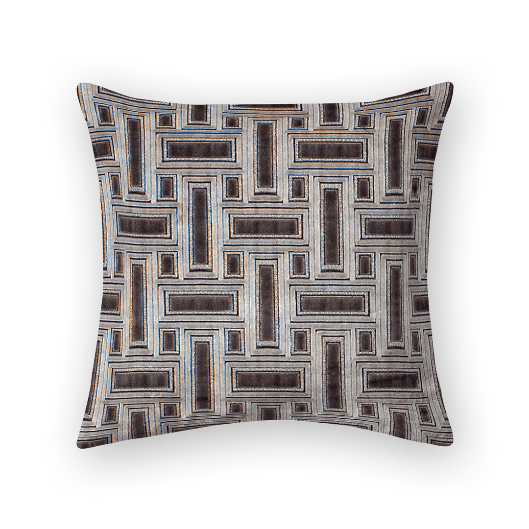 Silver Lattice Cut Velvet Throw Pillow