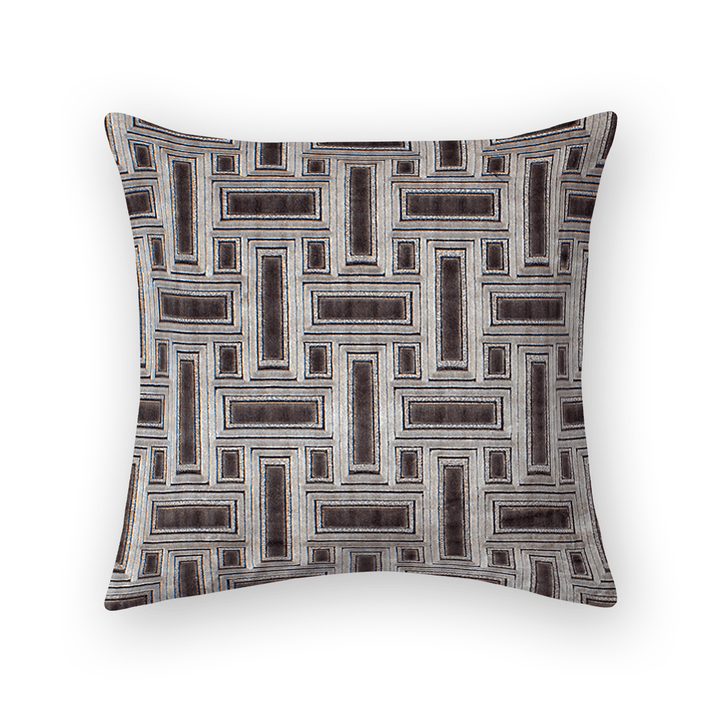 Silver Lattice Cut Velvet Throw Pillow