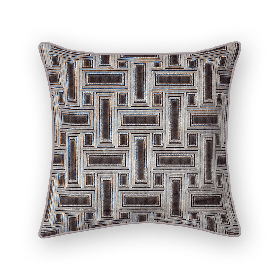 Silver Lattice Cut Velvet Throw Pillow