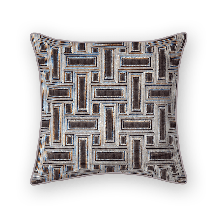 Silver Lattice Cut Velvet Throw Pillow