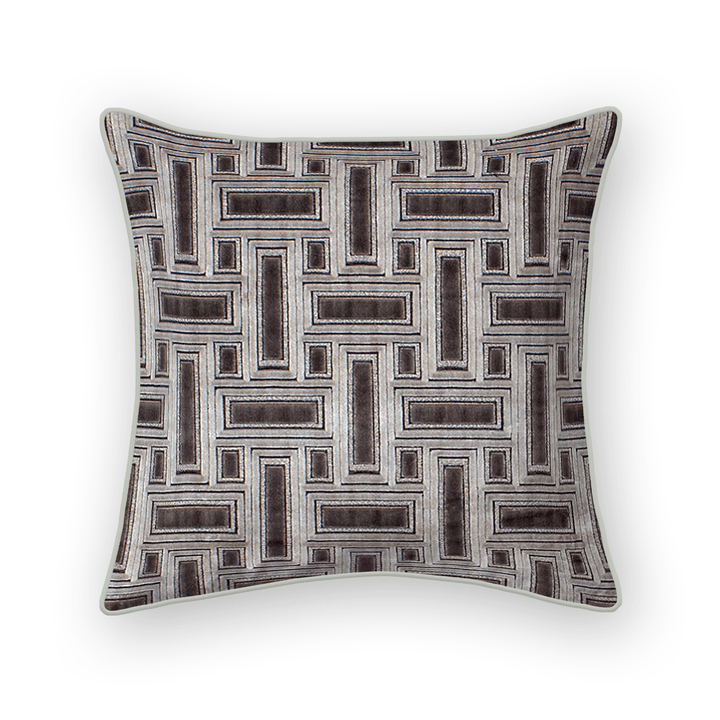 Silver Lattice Cut Velvet Throw Pillow