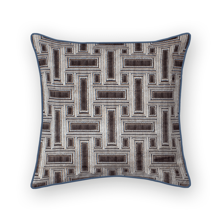 Silver Lattice Cut Velvet Throw Pillow