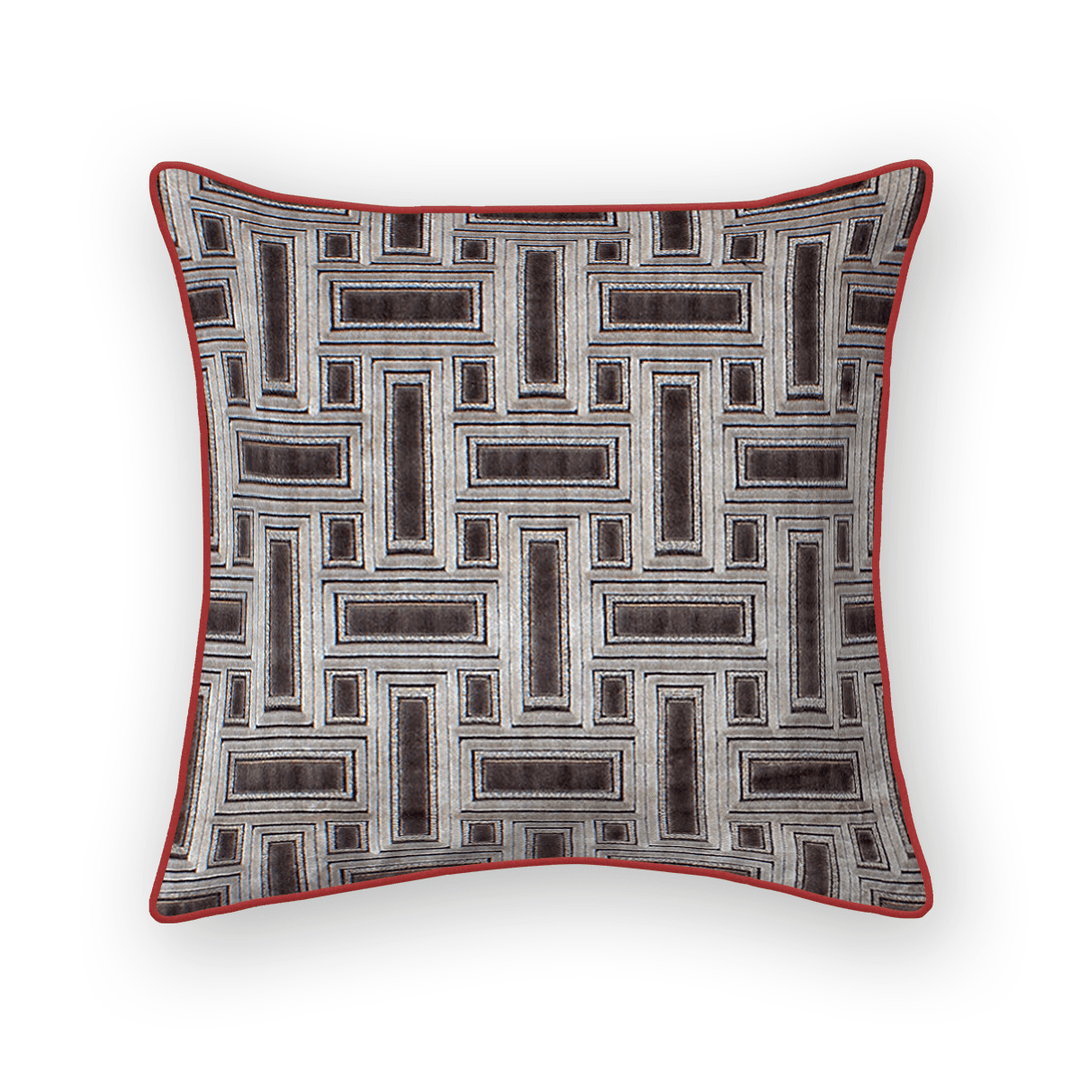 Silver Lattice Cut Velvet Throw Pillow
