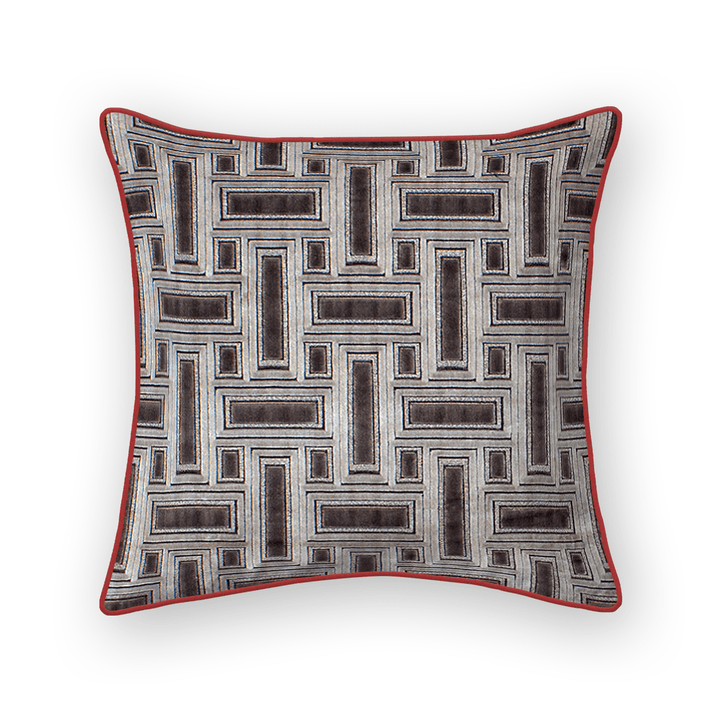 Silver Lattice Cut Velvet Throw Pillow