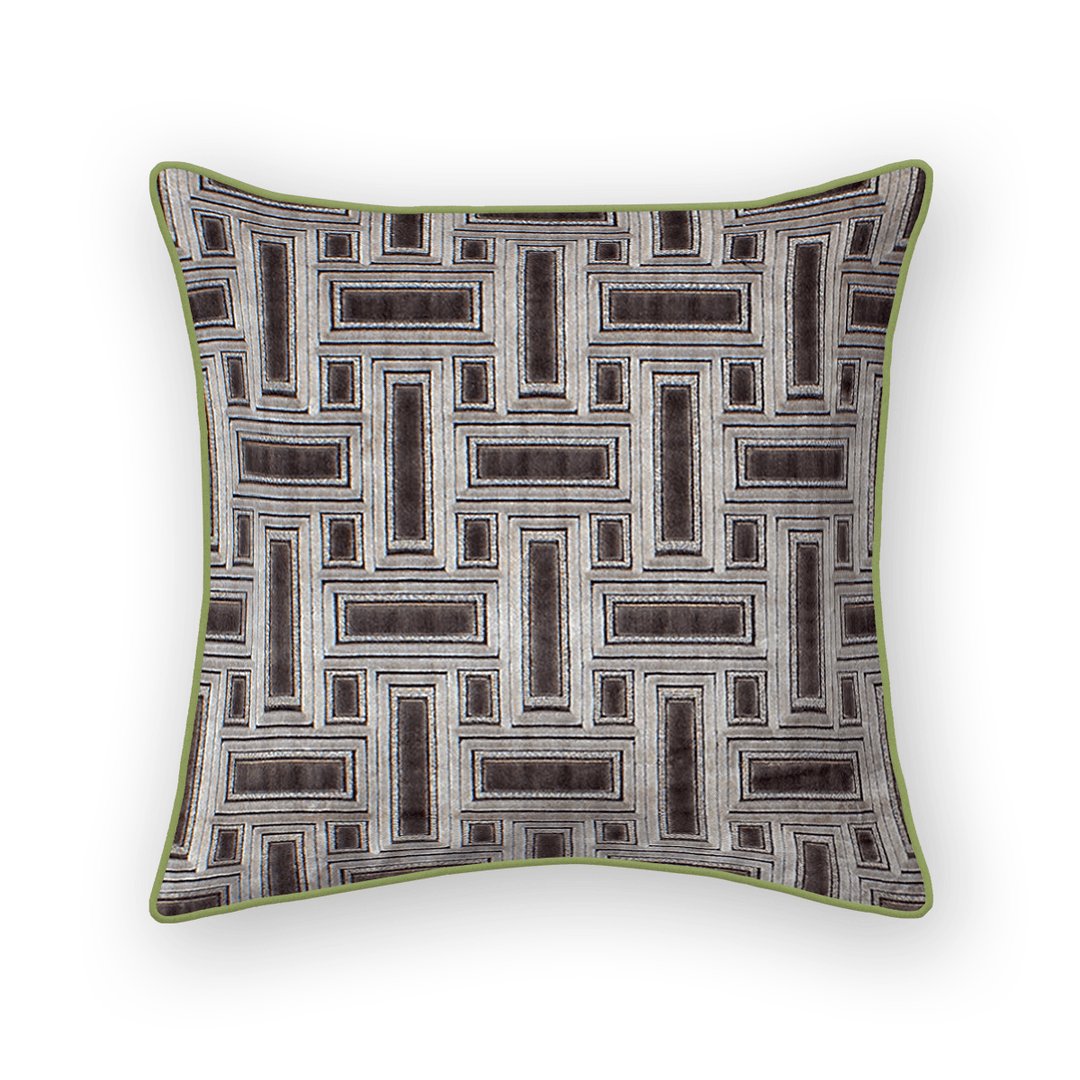 Silver Lattice Cut Velvet Throw Pillow