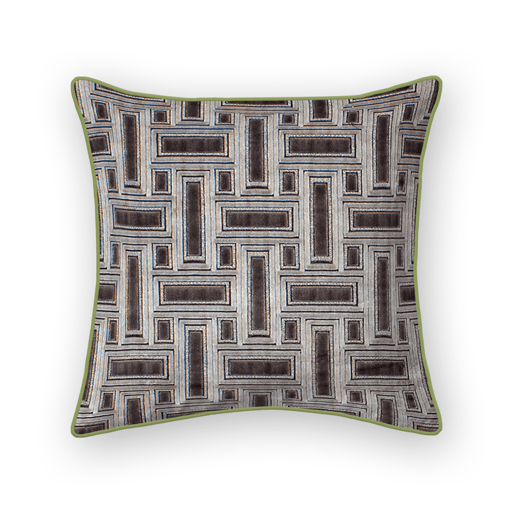 Silver Lattice Cut Velvet Throw Pillow