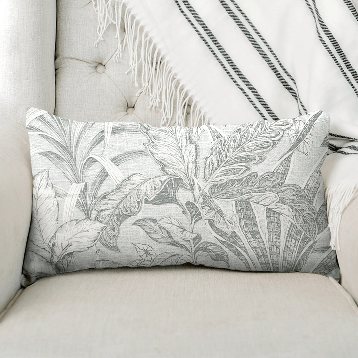 Sky Botanical Printed Fabric Lumbar Pillow