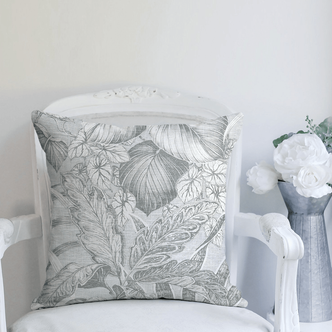 Sky Botanical Printed Fabric Throw Pillow