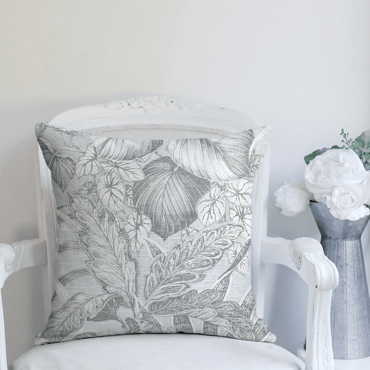 Sky Botanical Printed Fabric Throw Pillow