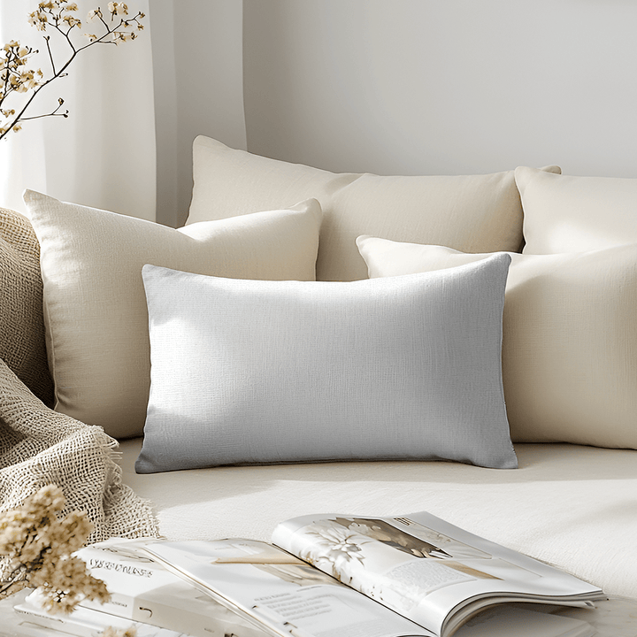 Snow Solid Woven Lumbar Pillow