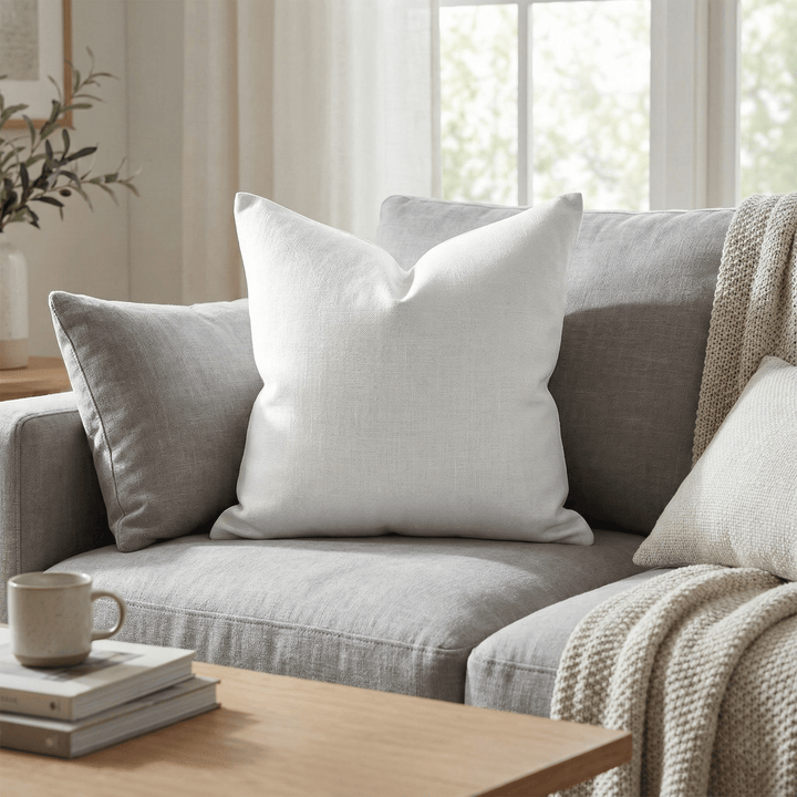 Solid Plain Corduroy Throw Pillow - Luna Ivory