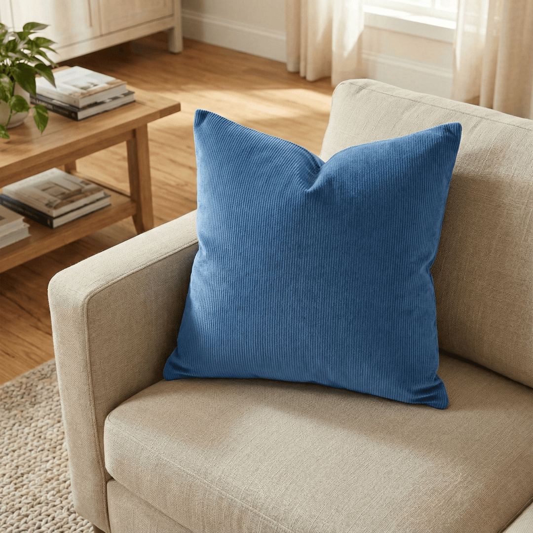 Solid Plain Corduroy Throw Pillow - Regale Azzurra