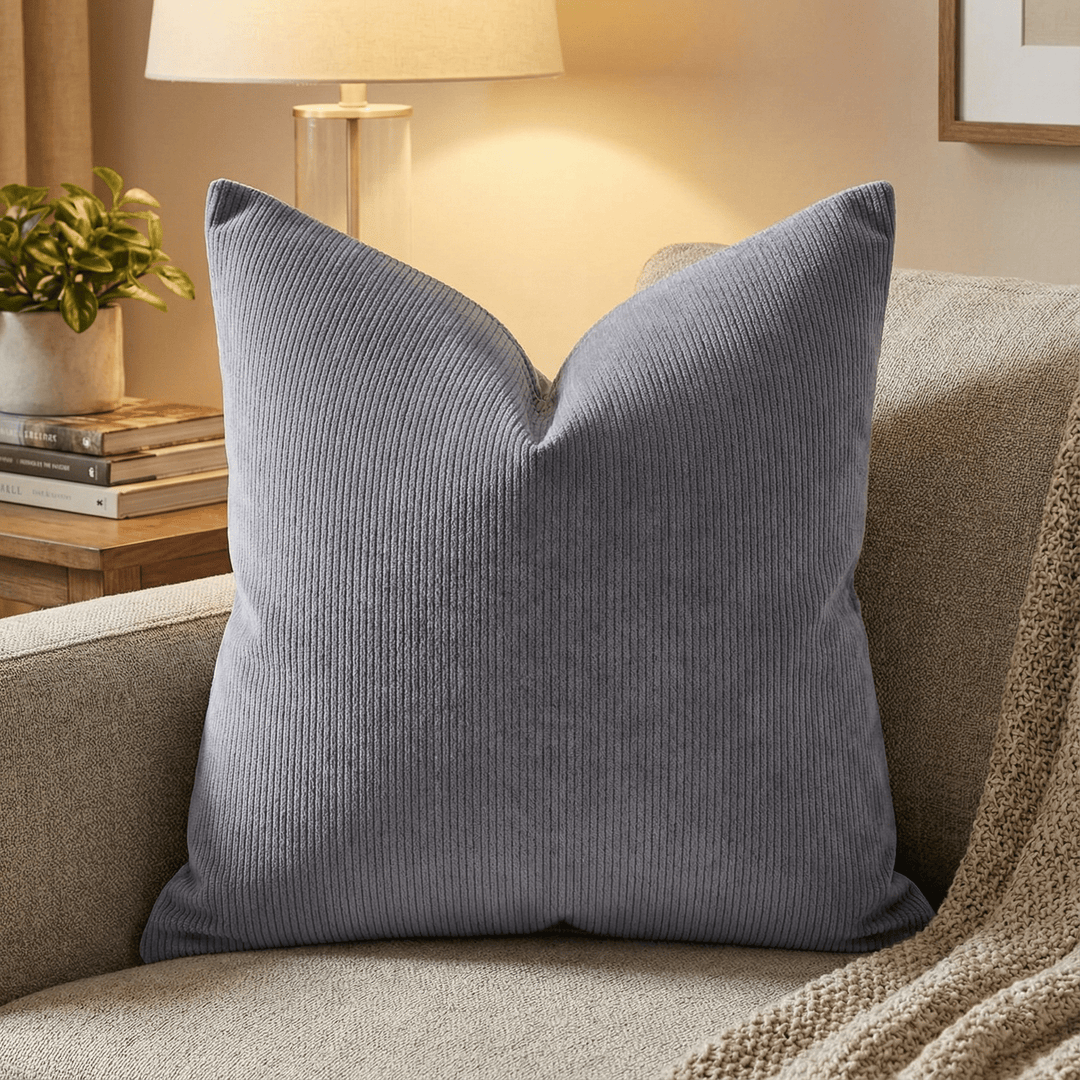 Solid Plain Corduroy Throw Pillow - Regale Celeste