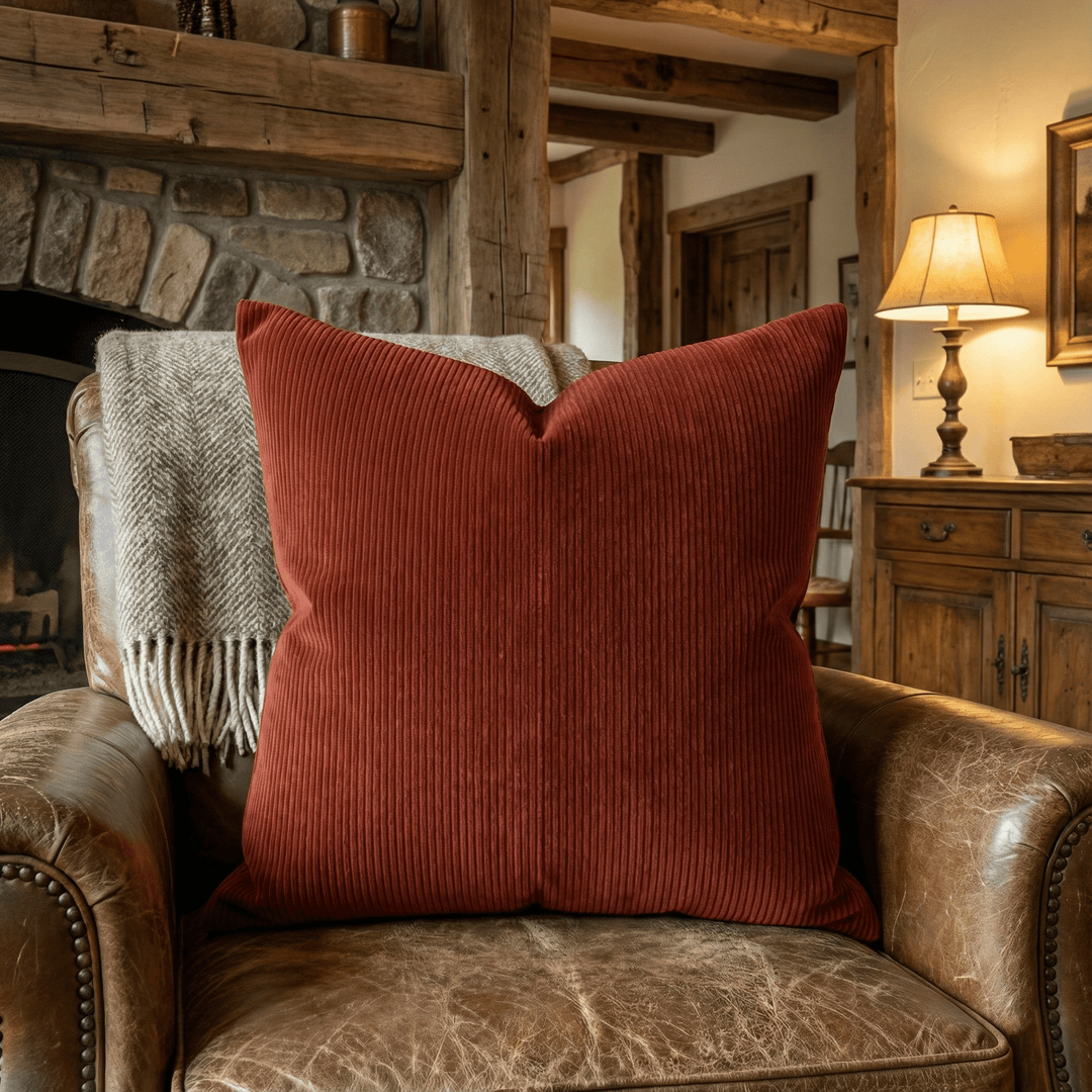Solid Plain Corduroy Throw Pillow - Regale Creta