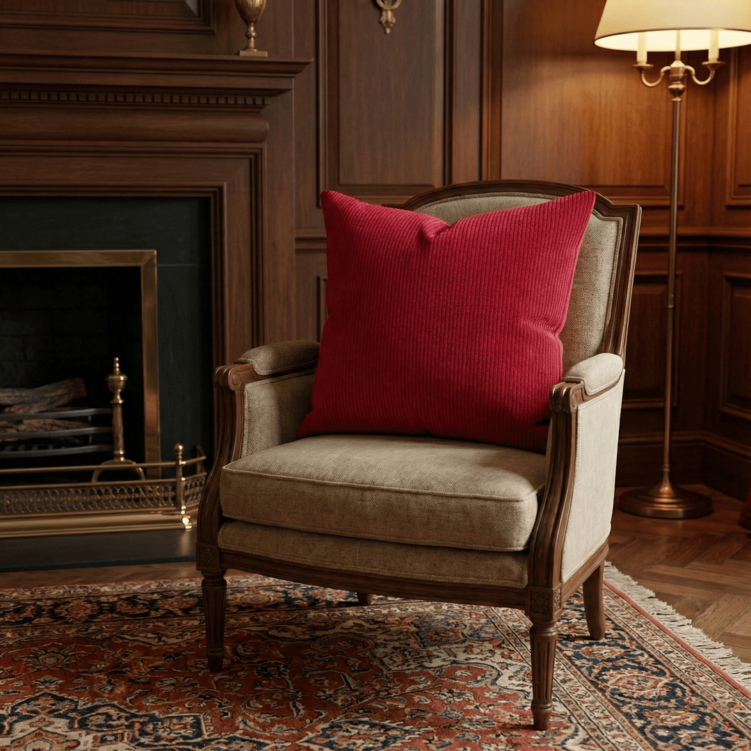 Solid Plain Corduroy Throw Pillow - Regale Fiamma