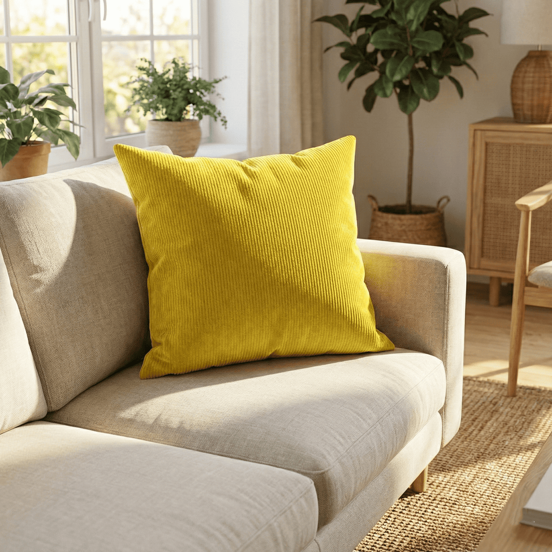 Solid Plain Corduroy Throw Pillow - Regale Fulmine