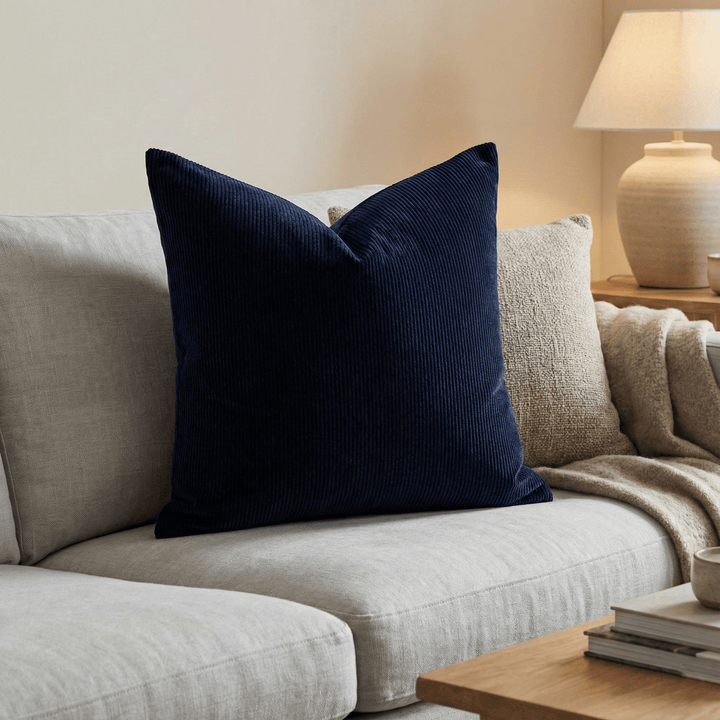 Solid Plain Corduroy Throw Pillow - Regale Notte