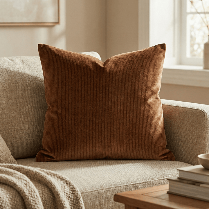 Solid Plain Corduroy Throw Pillow - Regale Rame