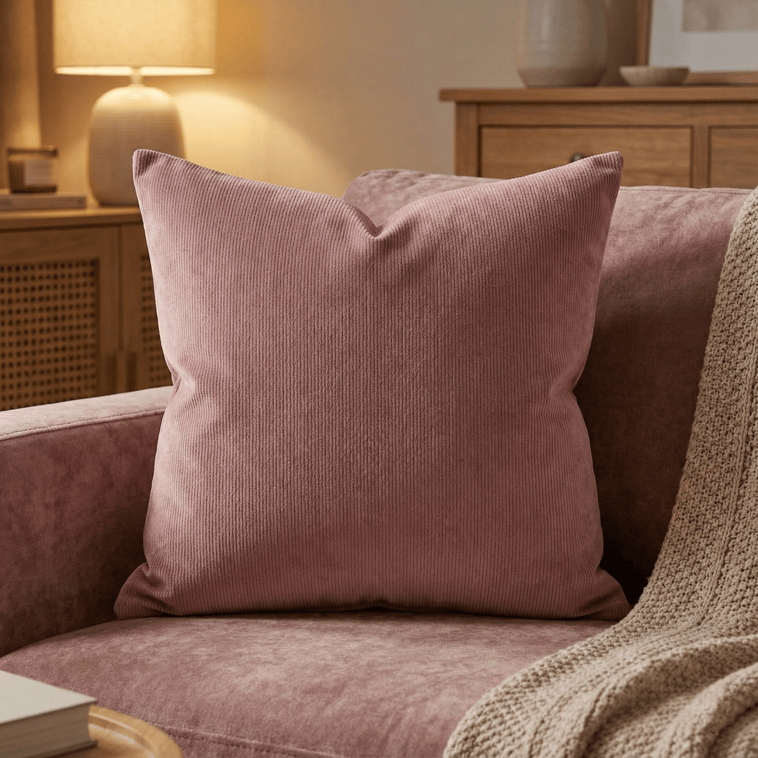 Solid Plain Corduroy Throw Pillow - Regale Rosae